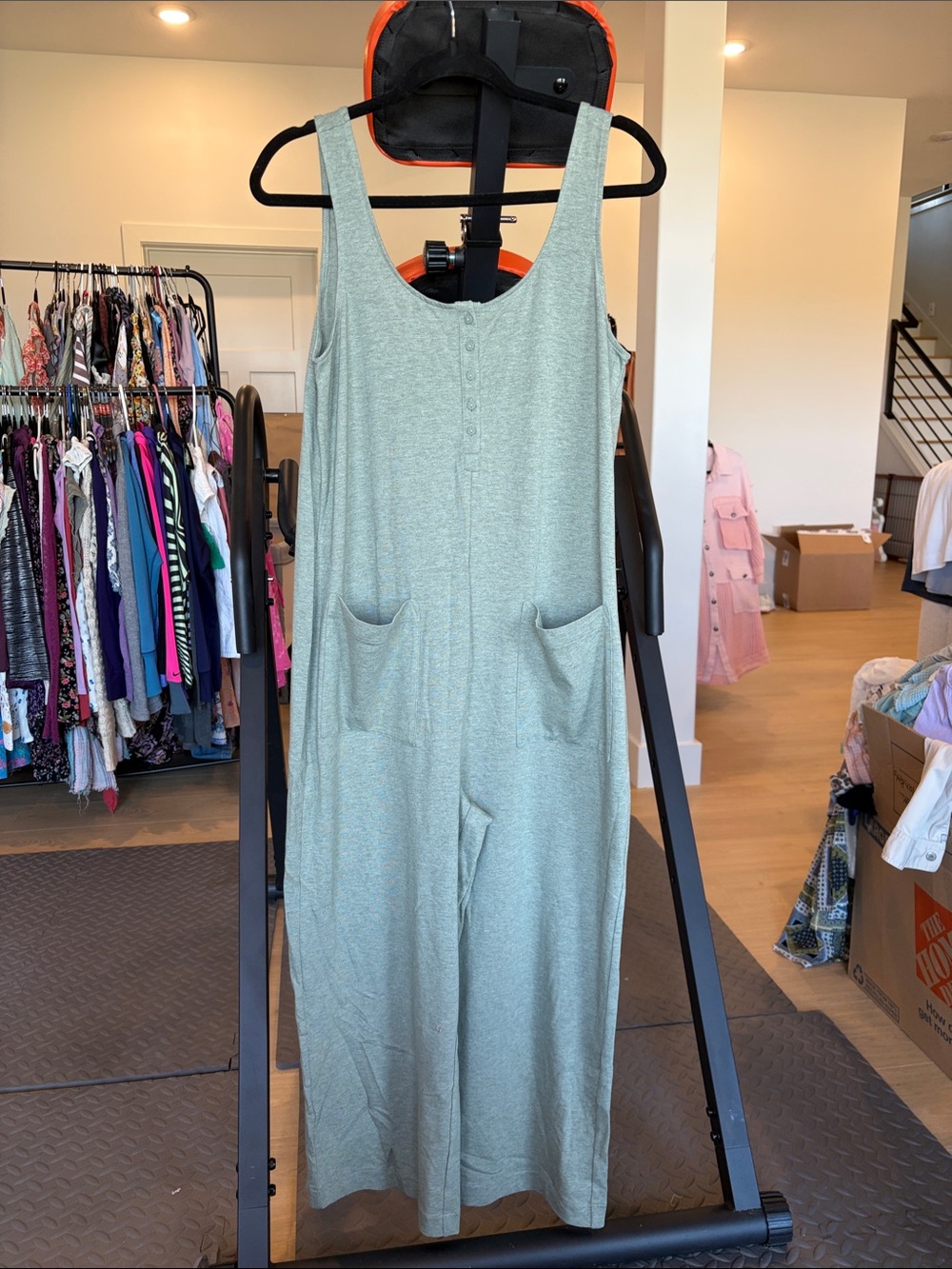 Soma Sage Green Sleeveless Wide-Leg Jumpsuit with Pockets